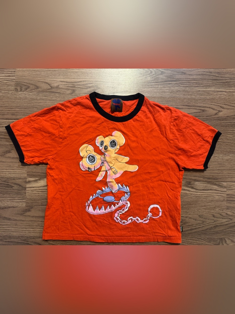 Marc Jacobs Orange Graphic Ringer Tee with Black Trim